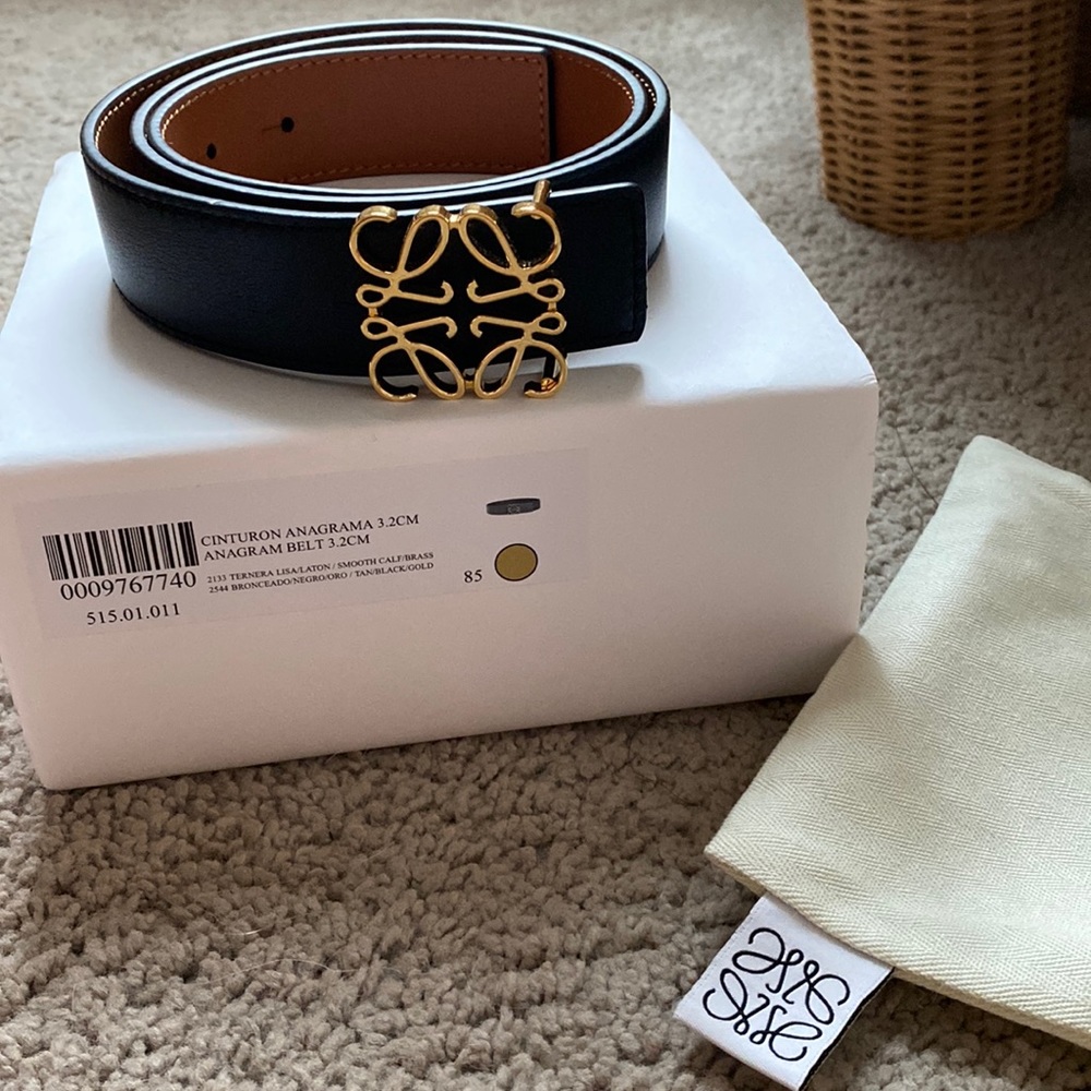 Loewe Anagram buckle reversible leather belt size 85